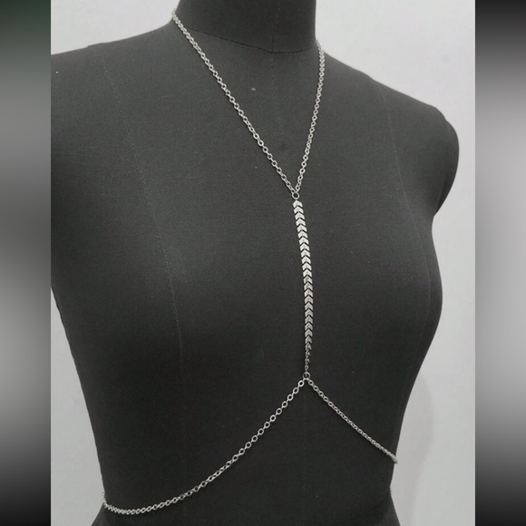 Luxe silver plated beautiful body chain necklace - Picture 4 of 5